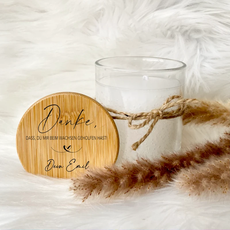 Personalisierte Duftkerze im Glas "Danke dass du mir beim Wachsen geholfen hast" mit Namen als Dankeschön für Erzieherin, Hebamme zum Abschied