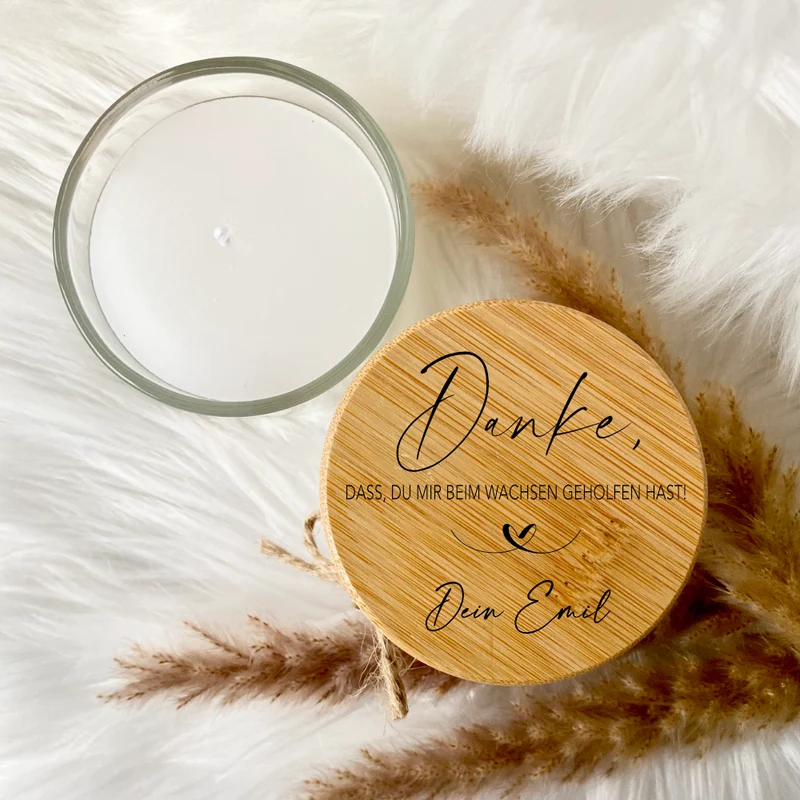 Personalisierte Duftkerze im Glas "Danke dass du mir beim Wachsen geholfen hast" mit Namen als Dankeschön für Erzieherin, Hebamme zum Abschied