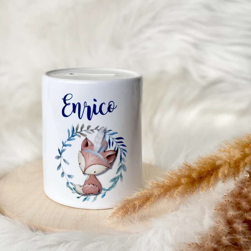 Spardose "Waldtiere" für Kinder, Personalisierte Sparbüchse für Mädchen u. Jungen | 5 Motive zur Auswahl