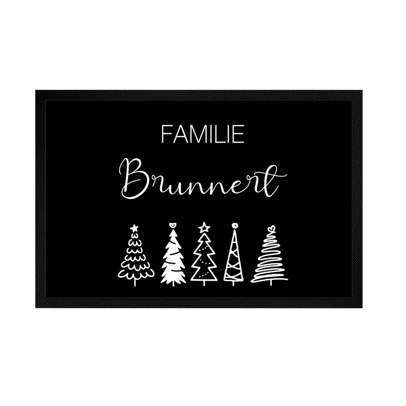 Weihnachtliche Fußmatte personalisiert mit dem Namen der Familie