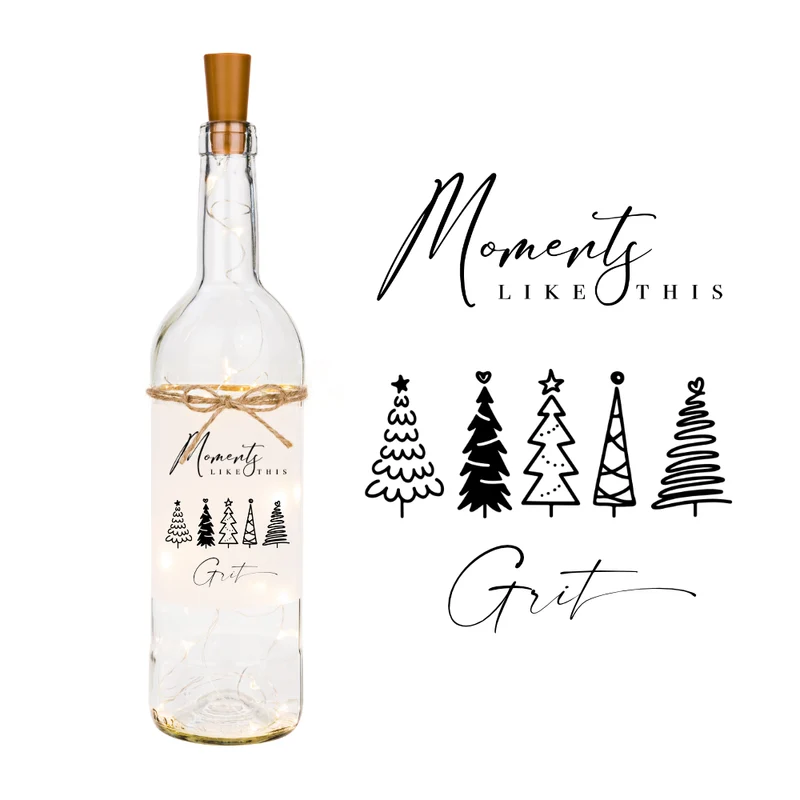 Weihnachtliches Flaschenlicht "Moments like this“ mit dem Namen personalisiert | Weihnachtsgeschenk u. winterliche Dekoration | Geschenk zum Nikolaus und zu Weihnachten