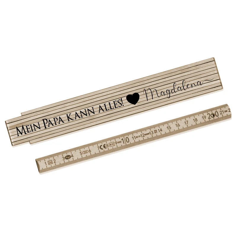 Personalisierter Zollstock "Mein Papa kann alles!" personalisiert mit Namen des Kindes | Perfektes Geschenk für Väter mit Spruch | Persönlicher Meterstab aus Holz