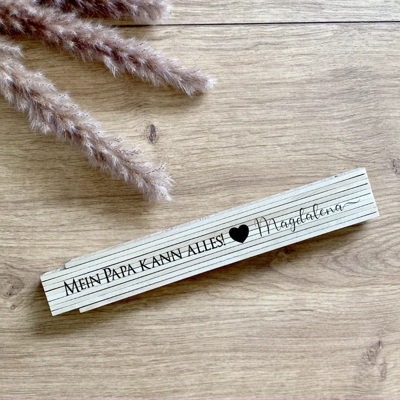 Personalisierter Zollstock "Mein Papa kann alles!" personalisiert mit Namen des Kindes | Perfektes Geschenk für Väter mit Spruch | Persönlicher Meterstab aus Holz