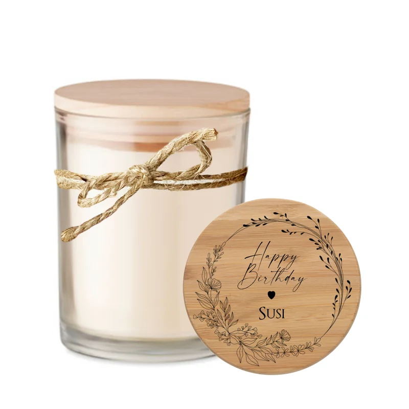 Personalisierte Duftkerze im Glas "Happy Birthday" mit Namen zum Geburtstag