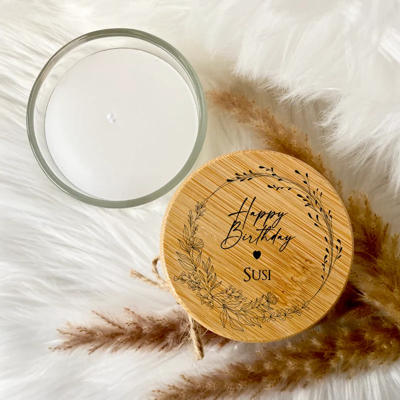 Personalisierte Duftkerze im Glas "Happy Birthday" mit Namen zum Geburtstag