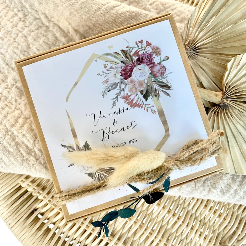 Geschenkverpackung zur Hochzeit, Individuelles personalisiertes Geldgeschenk inkl. Jutebeutel
