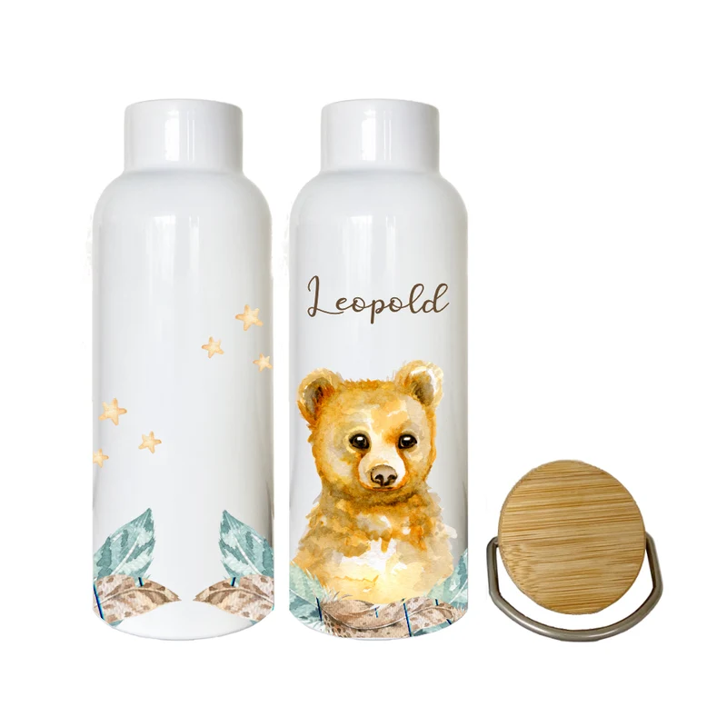 Kindertrinkflasche "Eichhörnchen" mit Namen für Kinder personalisiert | Trinkflasche für Mädchen u. Jungen mit Tiermotiv | Thermosflasche aus Edelstahl | 500ml | 11 Motivvarianten zur Auswahl