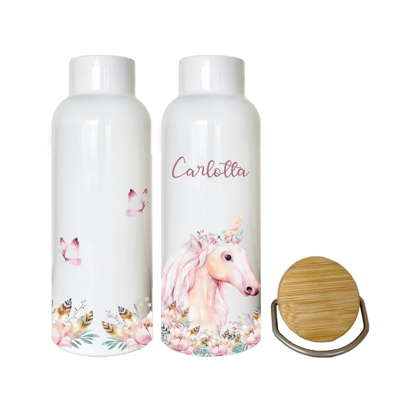 Trinkflasche "Rehkitz" mit Namen für Kinder personalisiert | Kindertrinkflasche Bambi für Mädchen | Thermosflasche aus Edelstahl | 500ml | 11 Motivvarianten zur Auswahl