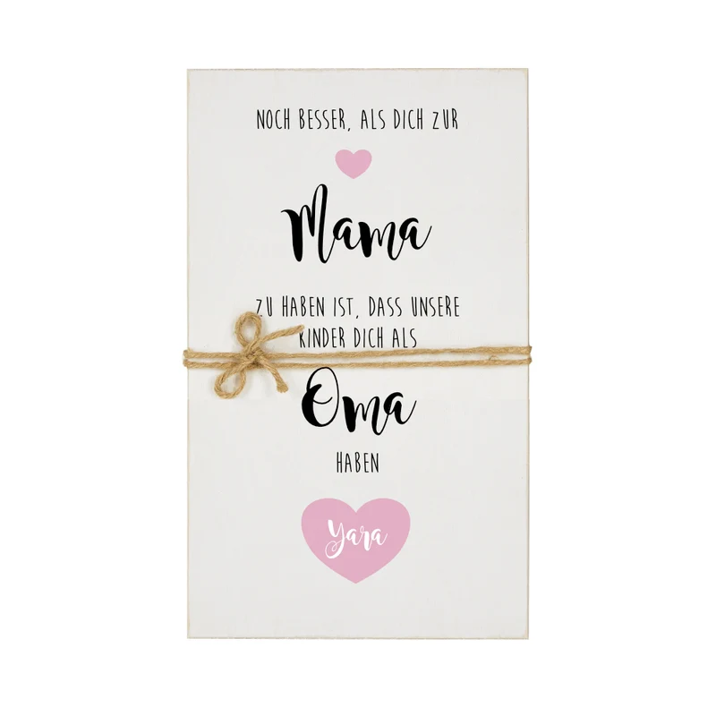 Persönliches Geschenk für die Mama und Oma aus Holz | Bild mit Spruch und Namen personalisiert | 4 Motivvarianten zur Auswahl