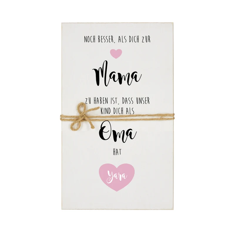 Persönliches Geschenk für die Mama und Oma aus Holz | Bild mit Spruch und Namen personalisiert | 4 Motivvarianten zur Auswahl