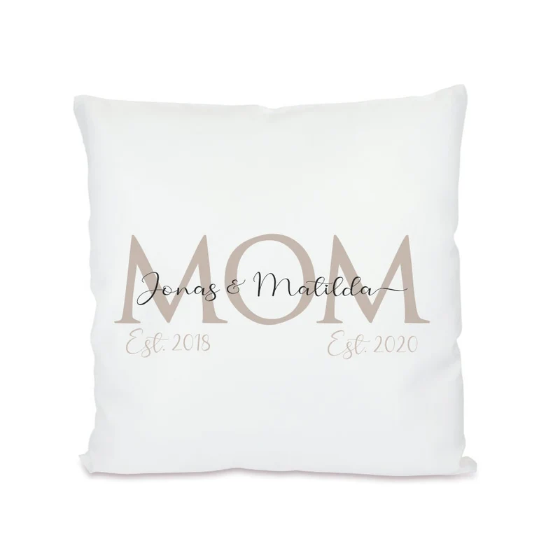 Kissen für die Mama | Personalisiertes Geschenk mit Namen des Kindes | Besondere Geschenkidee für Mütter | 4 Motivvarianten zur Auswahl