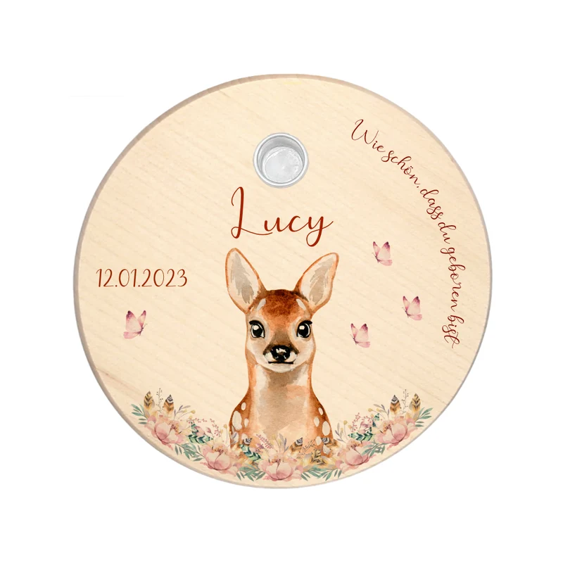 Geburtstagsteller "Löwe" für Kinder | Personalisierter Kerzenteller aus Holz für Mädchen und Jungen + Kerze | Geschenkidee zur Geburt, Taufe, Kindergeburtstag | weitere Motive zur Auswahl