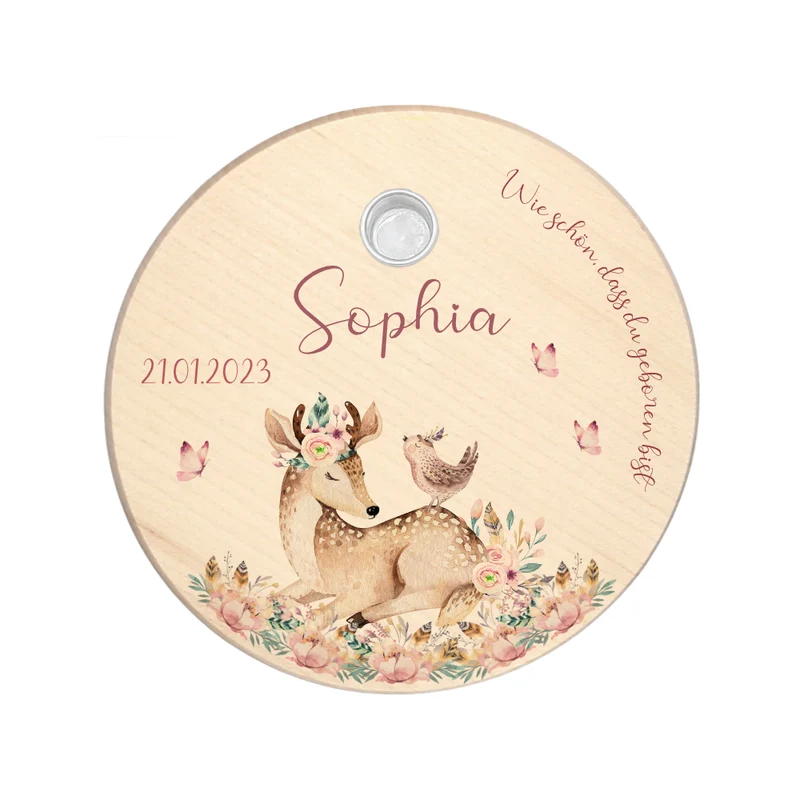 Geburtstagsteller "Hase" für Kinder | Personalisierter Kerzenteller aus Holz für Mädchen und Jungen + Kerze | Geschenkidee zum Geburt, Taufe, Kindergeburtstag | weitere Motive zur Auswahl