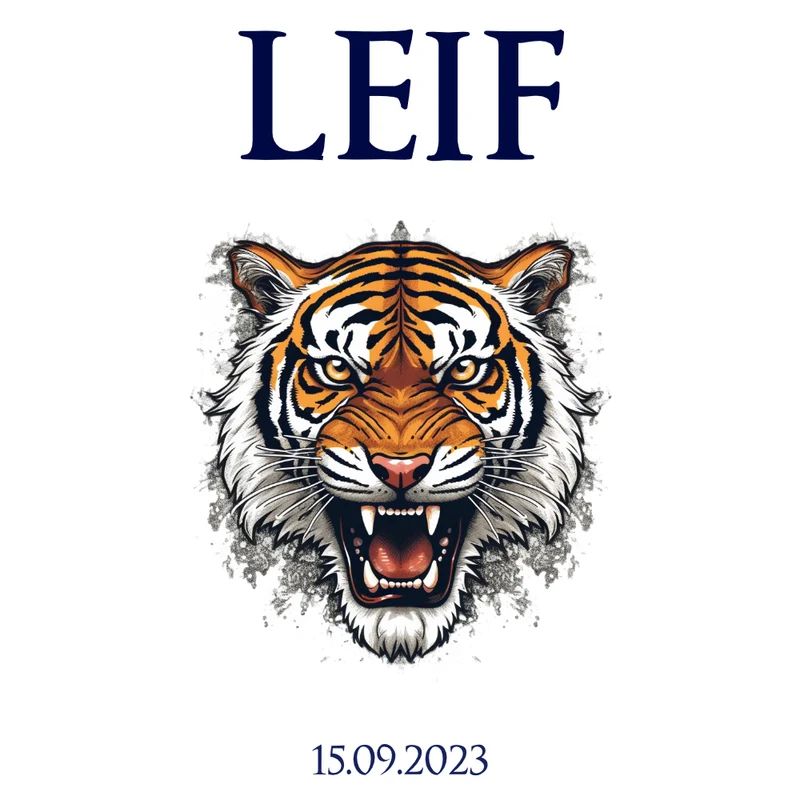Tiger Stoff Schultüte in blau für Jungen mit Namen Dschungel Tier Zuckertüte personalisierte Einschulungstüte Einschulungsdatum 70 cm | Optional mit Füllkissen und Spitzenschutz