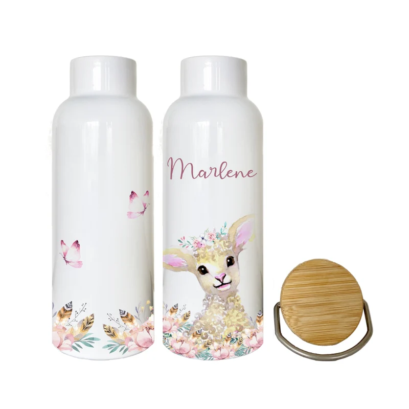 Trinkflasche "Fuchs" mit Namen für Kinder personalisiert | Kindertrinkflasche für Mädchen u. Jungen mit Tiermotiv | Thermosflasche aus Edelstahl | 500ml | 11 Motivvarianten zur Auswahl