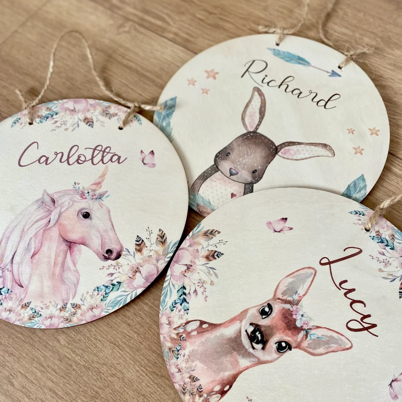 Namensschild "Löwe" für das Kinderzimmer | Personalisiertes Türschild für Mädchen u. Jungen | 11 weitere Motivvarianten als Geschenk zur Auswahl