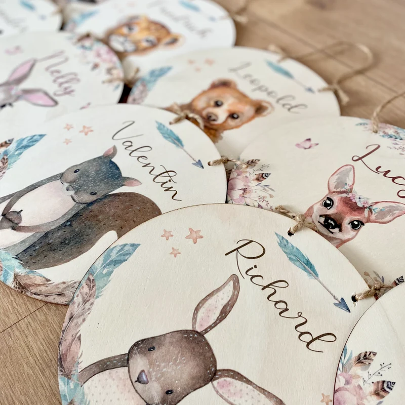 Namensschild "Schaf" für das Kinderzimmer | Personalisiertes Türschild für Mädchen u. Jungen | 11 weitere Motivvarianten als Geschenk zur Auswahl