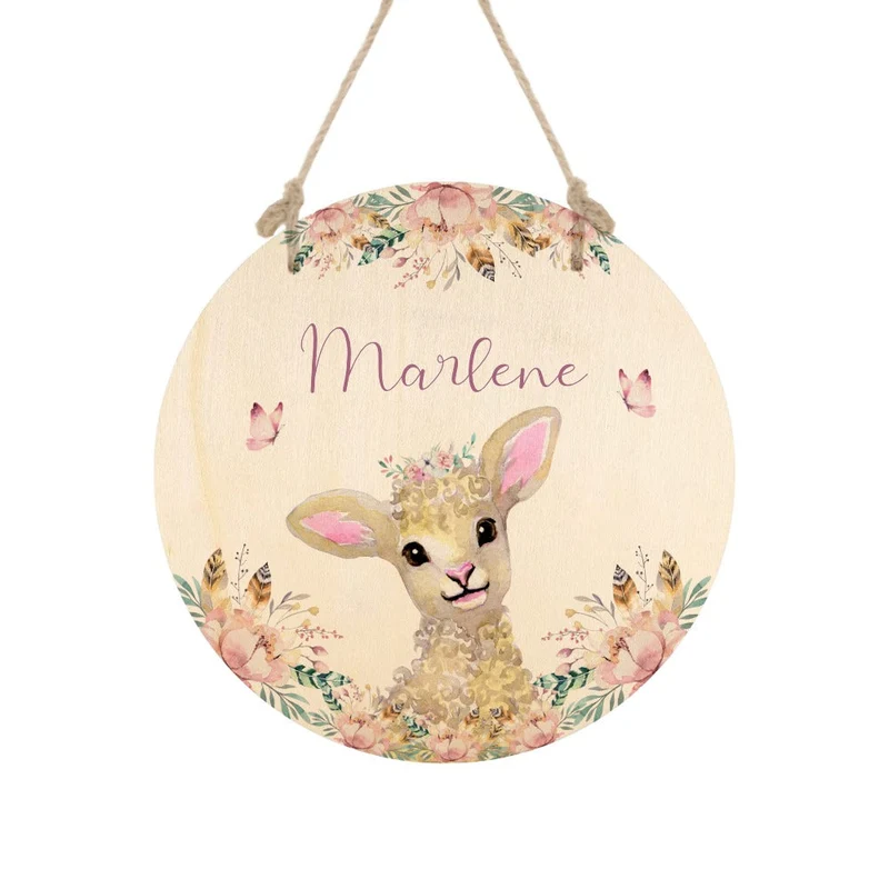 Namensschild "Hase" für das Kinderzimmer | Personalisiertes Türschild für Mädchen u. Jungen | 11 weitere Motivvarianten als Geschenk zur Auswahl
