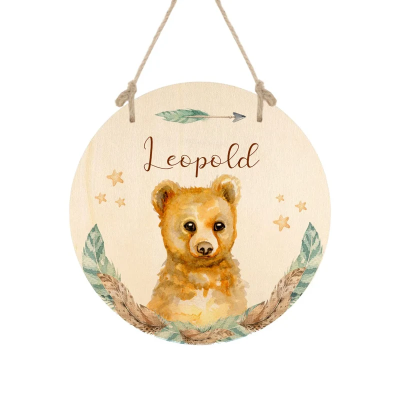 Namensschild "Elefant" für das Kinderzimmer | Personalisiertes Türschild für Mädchen u. Jungen | 11 weitere Motivvarianten als Geschenk zur Auswahl
