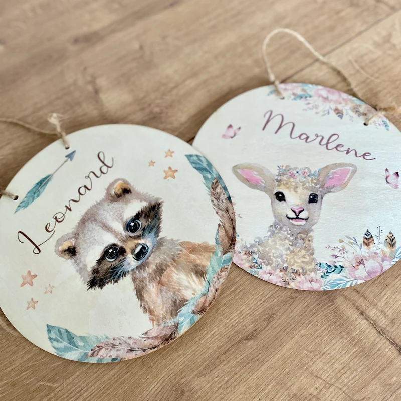 Namensschild "Einhorn" für das Kinderzimmer | Personalisiertes Türschild für Kinder| 11 weitere Motivvarianten als Geschenk zur Auswahl