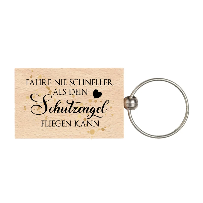 Schlüsselanhänger aus Holz "Schutzengel" | Besonderes Geschenk zum Führerschein u. die Fahrerlaubnis