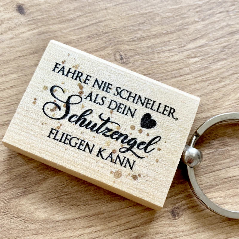 Schlüsselanhänger aus Holz "Schutzengel" | Besonderes Geschenk zum Führerschein u. die Fahrerlaubnis