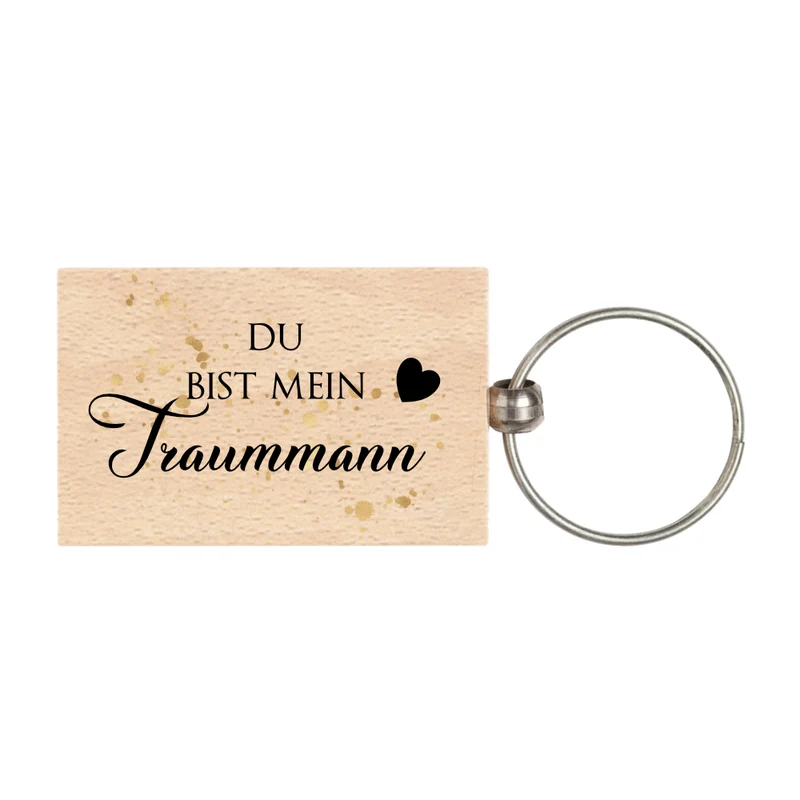 Schlüsselanhänger aus Holz "Du bist mein Traummann" | Originelles Geschenk für Männer, den Partner, Freund und Ehemann