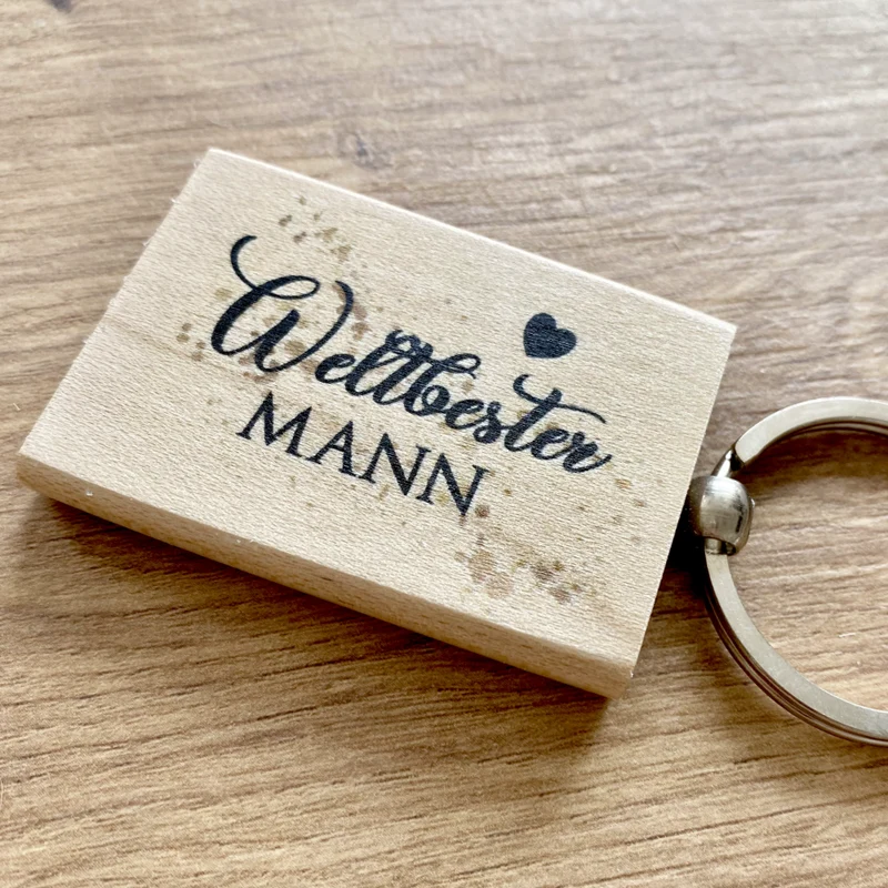 Schlüsselanhänger aus Holz "Weltbester Mann" | Originelles Geschenk für Männer