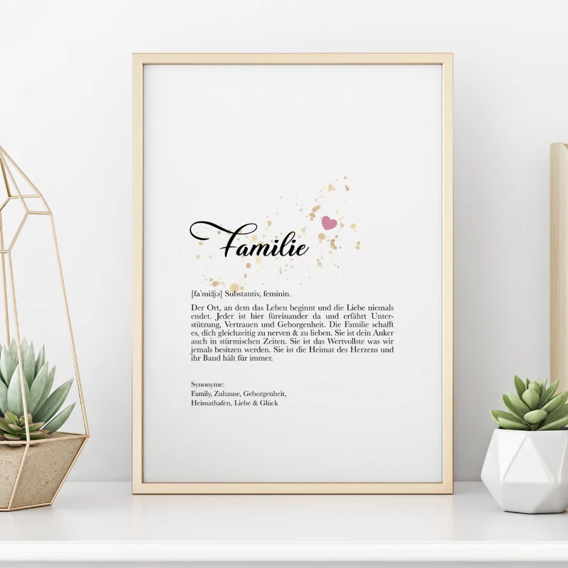 Digitales Poster über die Familie | Familiengeschenk mit Definition | zum Ausdrucken