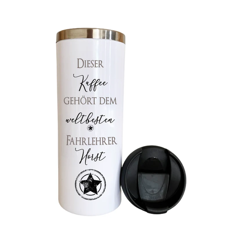 Thermobecher aus Edelstahl mit Namen und Berufsbezeichnung / Hobby für Sie u. Ihn | Personalisiertes Geschenk für Frauen u. Männer | Geschenkidee zum Geburtstag, als Dankeschön, Abschied Kollegin | Kaffeebecher | 2 Motivvarianten