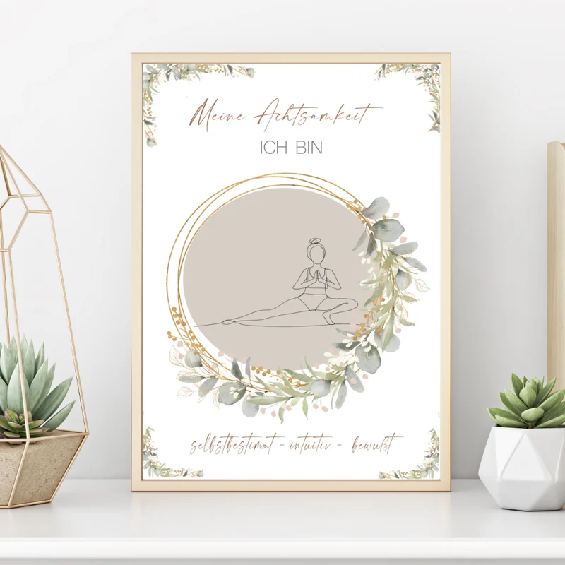 Poster "Meine Achtsamkeit" | Geschenk für Frauen zum Ausdrucken | Achtsamkeit und Selbstliebe | Druckbare Kunst: Selbstfürsorge, Positive Affirmation, Meditation, Yoga