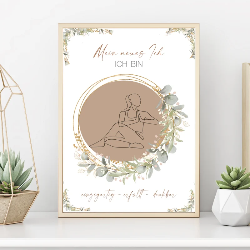 Poster "Mein neues Ich" | Geschenk für Frauen zum Ausdrucken für mehr Achtsamkeit und Selbstliebe | Druckbare Kunst: Selbstfürsorge, Positive Affirmation, Meditation, Yoga