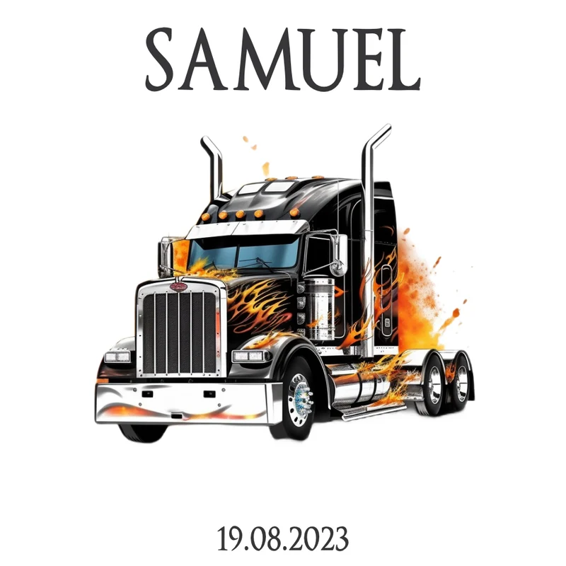LKW Truck Schultüte für Jungen mit Namen Lastwagen Stoff Zuckertüte Personalisiert Einschulungstüte Datum Füllkissen 70 cm | Optional mit Füllkissen und Spitzenschutz