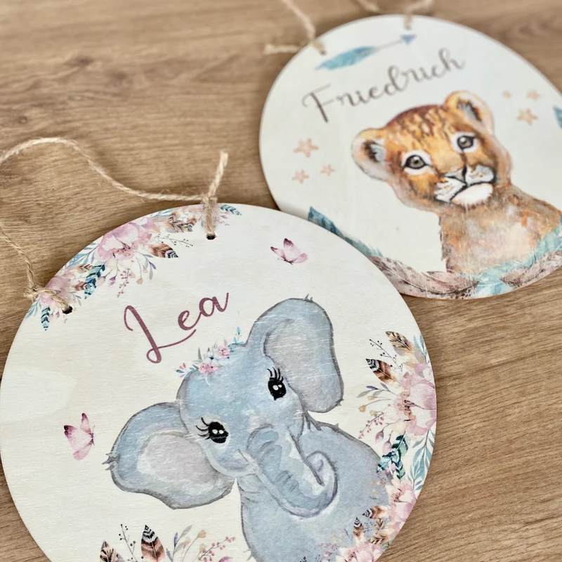 Namensschild "Fuchs" für das Kinderzimmer | Personalisiertes Türschild für Mädchen u. Jungen | 11 weitere Motivvarianten als Geschenk zur Auswahl