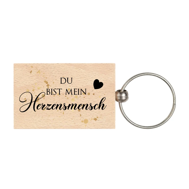 Schlüsselanhänger aus Holz "Du bist mein Herzensmensch" | Geschenk für Paare, Freunde und Lieblingsmenschen