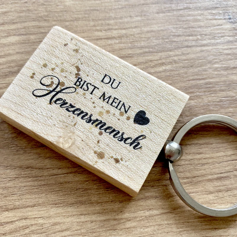 Schlüsselanhänger aus Holz "Du bist mein Herzensmensch" | Geschenk für Paare, Freunde und Lieblingsmenschen