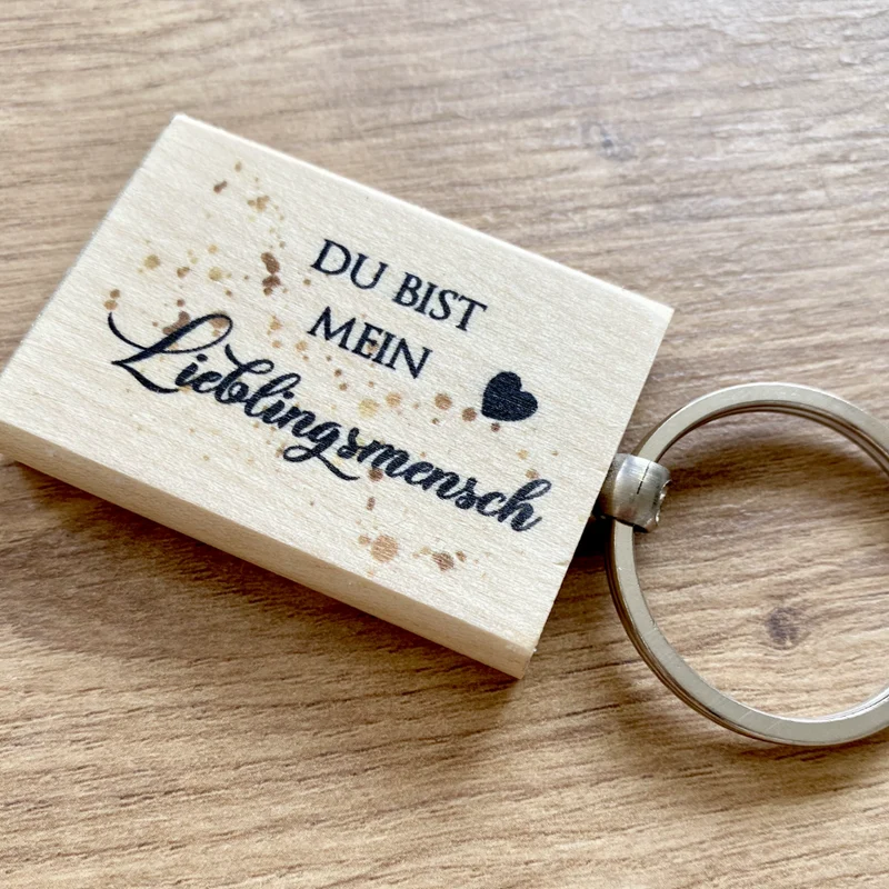 Schlüsselanhänger aus Holz "Du bist mein Lieblingsmensch" | Geschenk für Freunde und Herzensmenschen