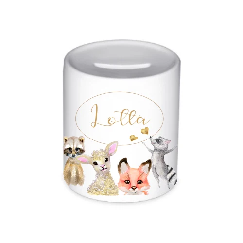Spardose "Regenbogen" für Mädchen als Geschenk | Personalisierte Geschenkidee für Kinder | 10 Motive zur Auswahl
