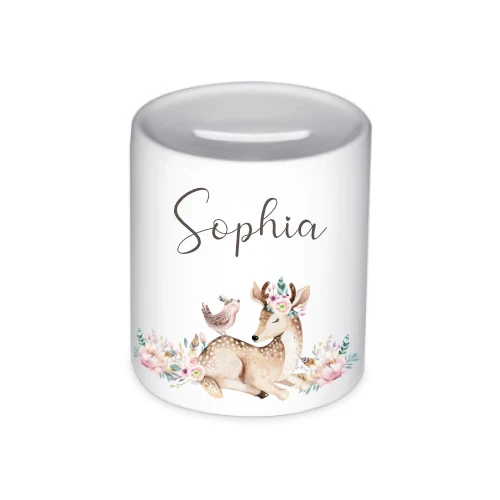 Personalisierte Spardose für Mädchen mit Namen | Schönes Geschenk für Kinder | Niedliches Geldgeschenk u. schöne Geschenkidee | 10 Motive zur Auswahl