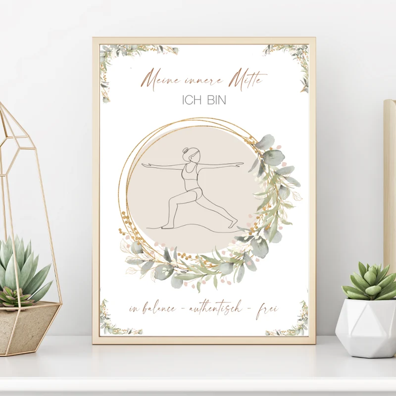 Poster "Meine innere Mitte" | Kraftgeschenk für Frauen zum Ausdrucken | Druckbare Kunst: Selbstfürsorge, Positive Affirmation, Meditation, Yoga
