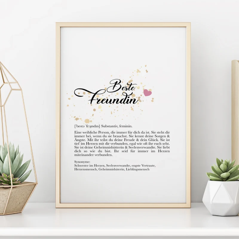 Digitales Poster für die beste Freundin | Freundschaftsgeschenk mit Definition | zum Ausdrucken