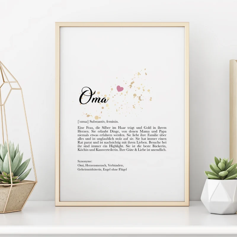 Digitales Poster für die Oma | Geschenk für die Großmutter mit Definition | zum Ausdrucken