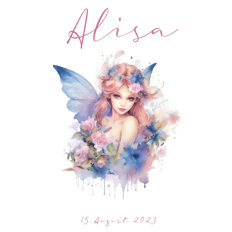 Personalisierte Rosa Fee Schultüte Stoff Mädchen Name Elfe Ballerina Blumen Boho Einschulungstüte Zuckertüte 70 cm | Optional mit Füllkissen und Spitzenschutz