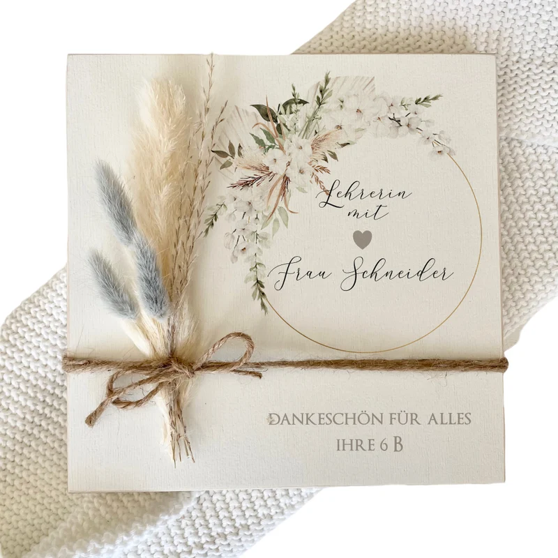 Lehrerin Abschiedsgeschenk | Holzbild mit Spruch & Blumen Dankeschön Geschenk Schule Grundschule Geschenkidee Abschied Danke | Manufaktur Liebevoll