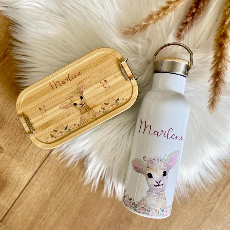 Kindertasse Schaf mit Namen des Kindes | Trinkbecher aus Emaille für Mädchen u. Jungen I Personalisierte Tasse als tolles Geschenk | 4 Motivvarianten zur Auswahl