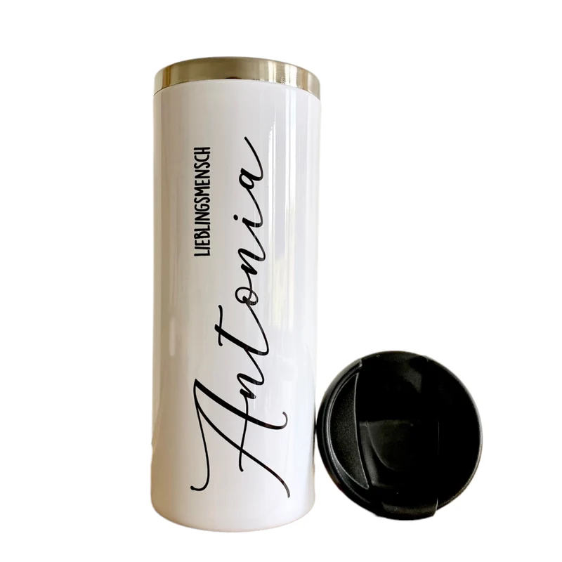 Thermobecher aus Edelstahl mit Namen u. Wunschtext für Sie u. Ihn | Personalisiertes Geschenk für Frauen u. Männer | Geschenkidee zum Geburtstag, als Dankeschön | Kaffeebecher für die beste Freundin | 5 Motivvarianten
