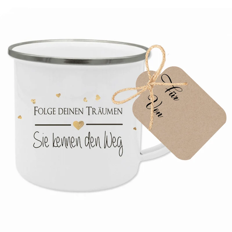 Tasse mit Spruch "Folge deinen Träumen" | Besonderes Geschenk und persönliche Geschenkidee | Tassengeschenk inkl. Geschenkanhänger