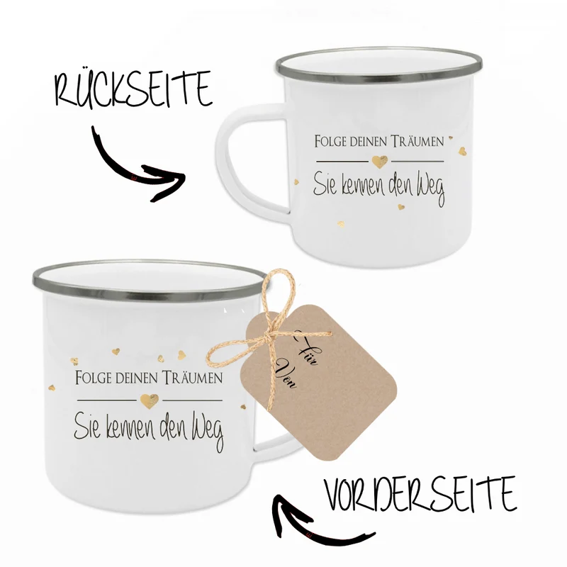 Tasse mit Spruch "Folge deinen Träumen" | Besonderes Geschenk und persönliche Geschenkidee | Tassengeschenk inkl. Geschenkanhänger