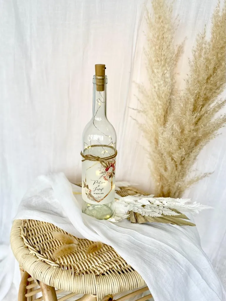 Personalisiertes Flaschenlicht zur Hochzeit | Besonderes Hochzeitsgeschenk | Handgefertigt mit den Namen des Paares und dem Hochzeitsdatum