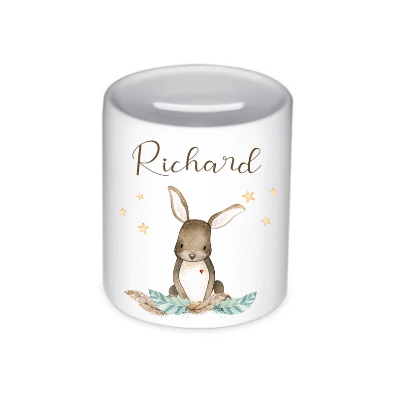 Tiermotiv Spardose Rehkitz mit Namen für Kinder | Personalisiertes Geschenk für Mädchen | Originelles Geldgeschenk u. handgefertigte Geschenkidee | 11 Motive zur Auswahl
